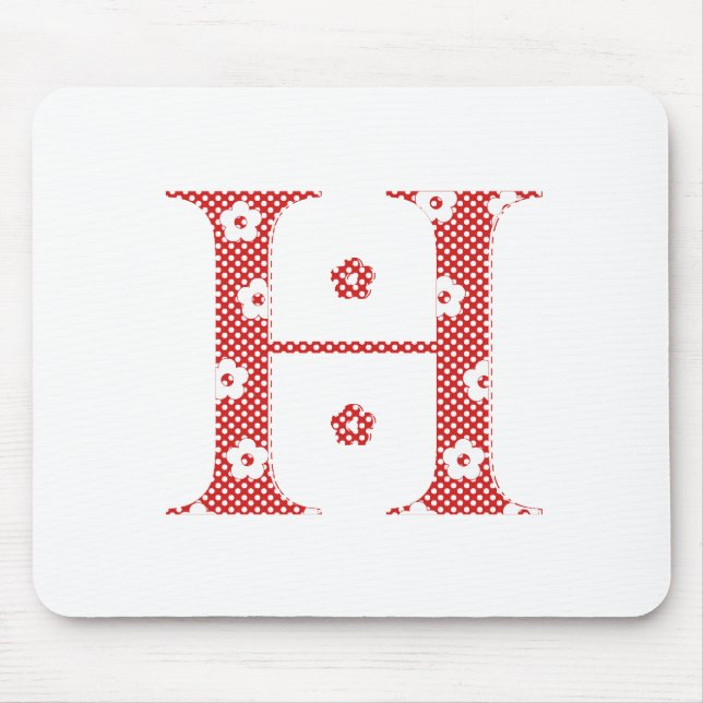Blume Muster Buchstaben H (rot) Mousepad (Vorne)