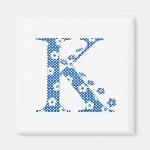 Blume Muster Buchstaben K (blau) Magnet
