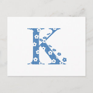 Blume Muster Buchstaben K (blau) Postkarte