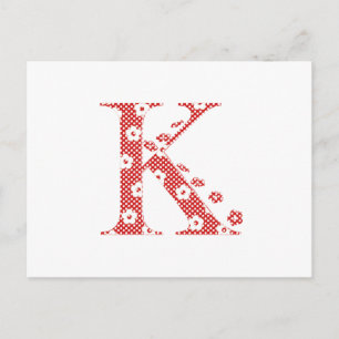 Blume Muster Buchstaben K (rot) Postkarte