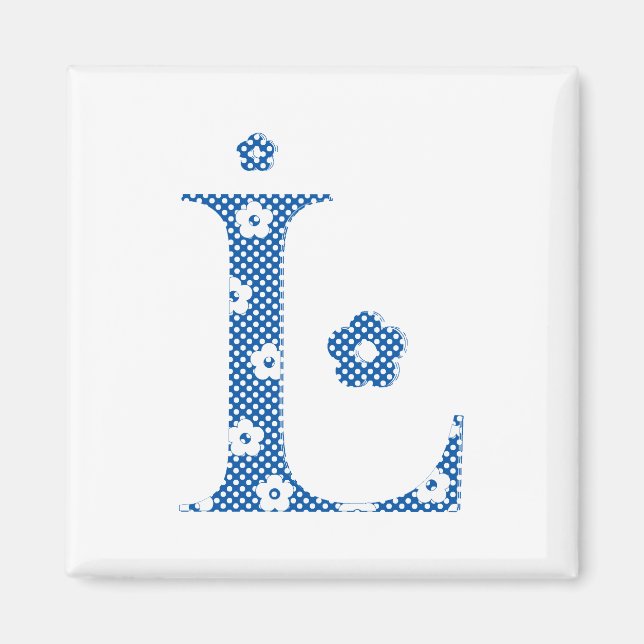 Blume Muster Buchstaben L (blau) Magnet (Vorne)