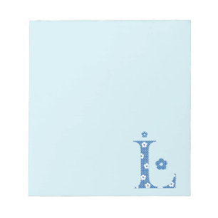 Blume Muster Buchstaben L (blau) Notizblock