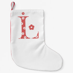Blume Muster Buchstaben L (rot) Kleiner Weihnachtsstrumpf
