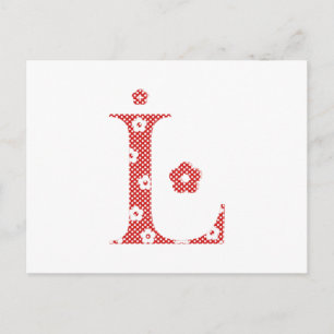 Blume Muster Buchstaben L (rot) Postkarte