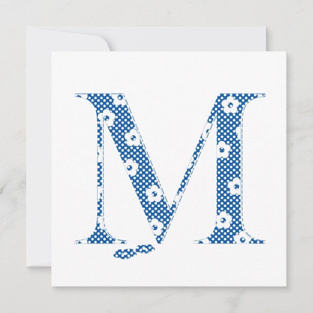 Blume Muster Buchstaben M (blau) (Vorderseite)