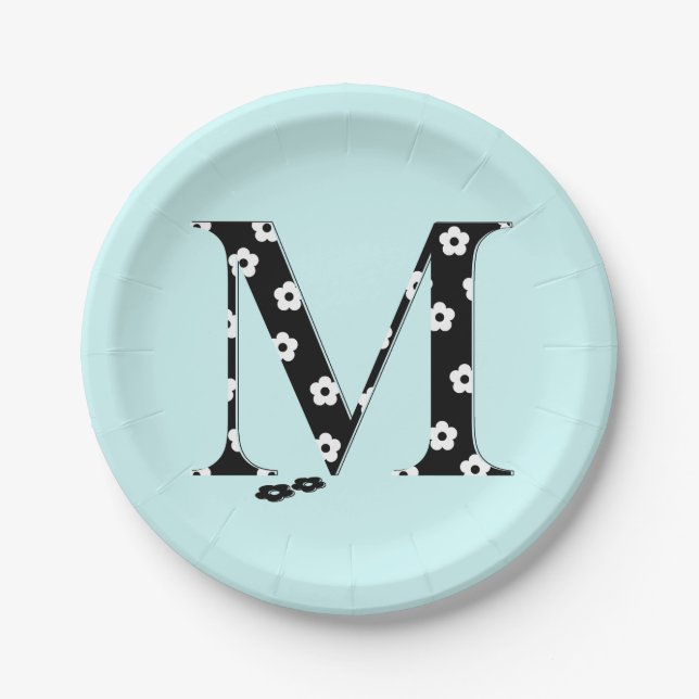 Blume Muster Buchstaben M Pappteller (Vorderseite)