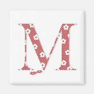 Blume Muster Buchstaben M (rot) Magnet