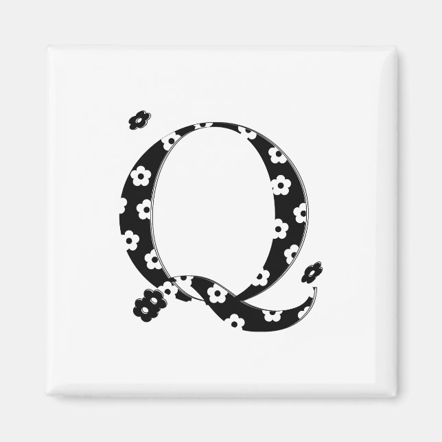 Blume Muster Buchstaben Q Magnet (Vorne)