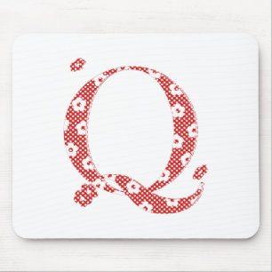 Blume Muster Buchstaben Q (rot) Mousepad