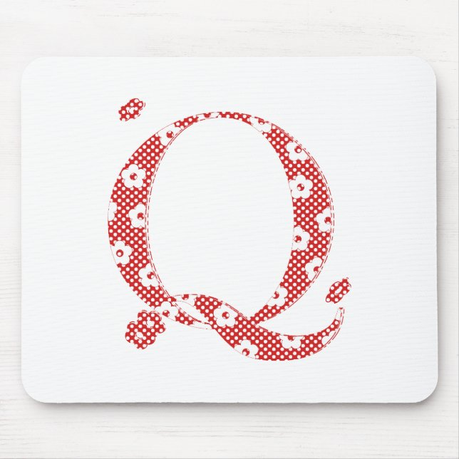Blume Muster Buchstaben Q (rot) Mousepad (Vorne)