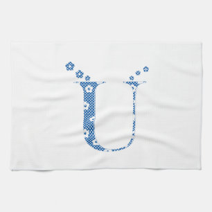 Blume Muster Buchstaben U (blau) Küchentuch