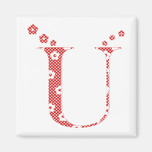 Blume Muster Buchstaben U (rot) Magnet