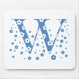 Blume Muster Buchstaben W (blau) Mousepad
