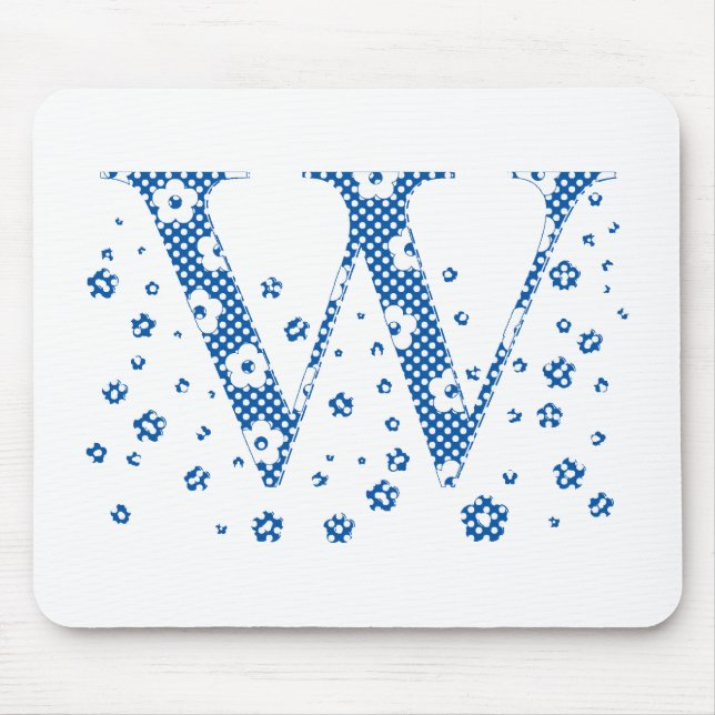 Blume Muster Buchstaben W (blau) Mousepad (Vorne)
