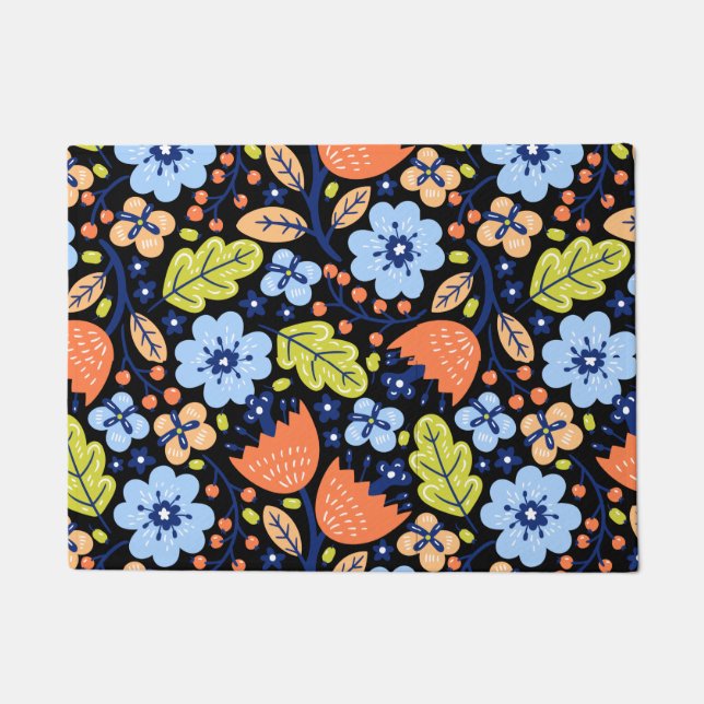 Blume Muster bunt leuchtend Fußmatte (Vorderseite)