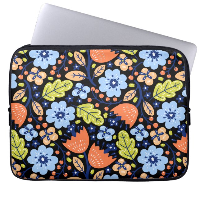Blume Muster bunt leuchtend Laptopschutzhülle (Vorderseite)
