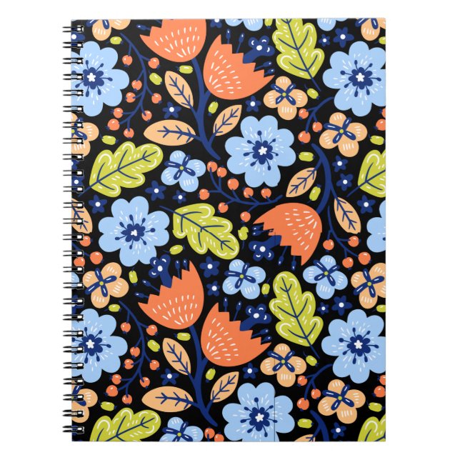 Blume Muster bunt leuchtend Notizblock (Vorderseite)
