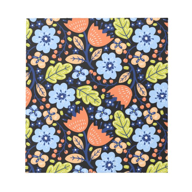 Blume Muster bunt leuchtend Notizblock (Vorderseite)