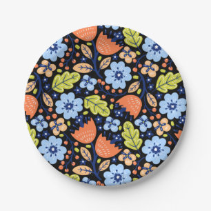 Blume Muster bunt leuchtend Pappteller