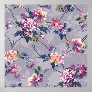 Blume Muster Design Textil Illustration Kunst, Bas Poster
