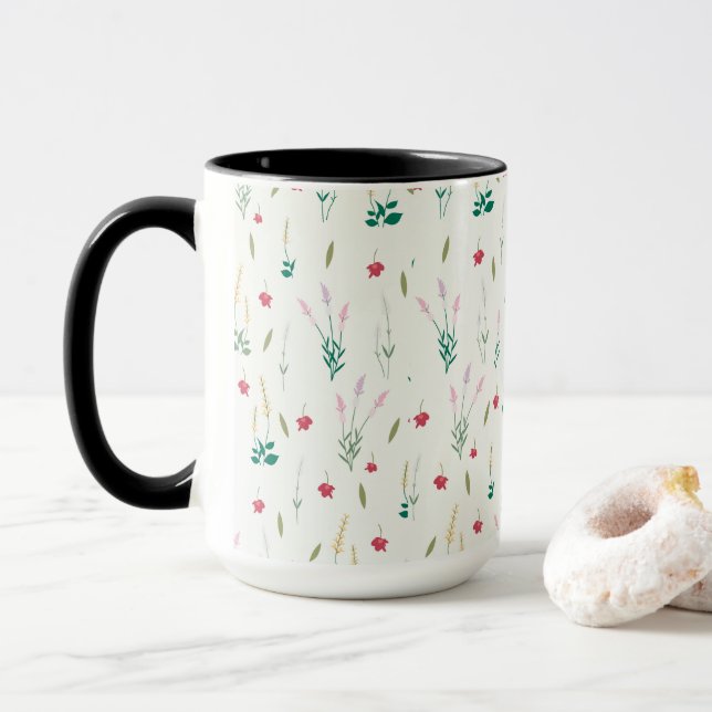 Blume Muster Federflur Combo Tasse (Mit Donut)
