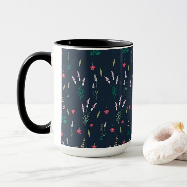 Blume Muster Federflur Combo Tasse (Mit Donut)
