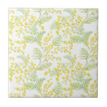 Blume-Muster Fliese<br><div class="desc">Fügen Sie jedem Zimmer mit diesen gelben Fliesen einen femininen Akzent hinzu. Es ist mit einem Blumenmuster aus gelben Mimosa-Blume mit grünen Akzenten in Aquarellfarben gestaltet. Die gelben Fliesen mit Blumen sind perfekt für jedes Zimmer.</div>
