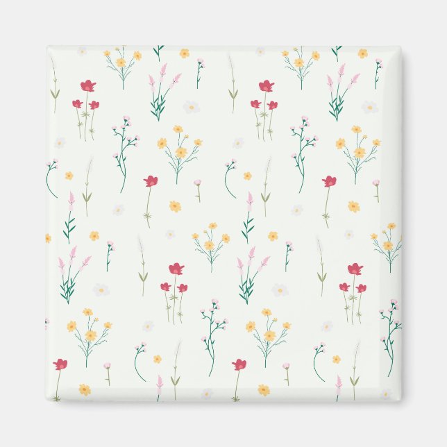 Blume Muster Frühjahrsplatz Magnet (Vorne)