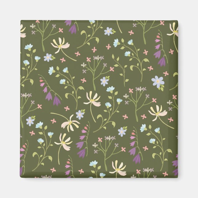 Blume Muster Frühjahrsplatz Magnet (Vorne)