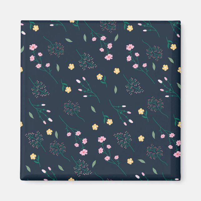 Blume Muster Frühjahrsplatz Magnet (Vorne)