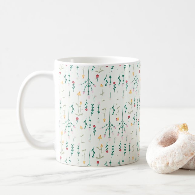 Blume Muster Frühling florale Klassik Kaffeetasse (Mit Donut)