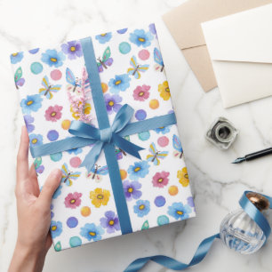 Blume-Muster für Aquarellkinder Geschenkpapier