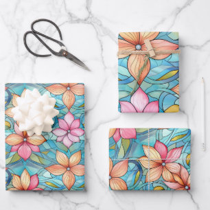 Blume-Muster für die verblendete Glasscheibe Geschenkpapier Set