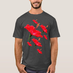 Blume-Muster für Red Hibisken T-Shirt