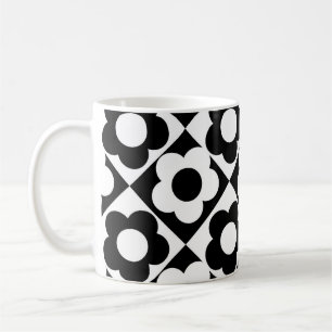 Blume-Muster für Schwarzweiß-Diamant-Karo Kaffeetasse