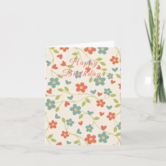 Blume Muster Geburtstagkarte Karte (Vorderseite)
