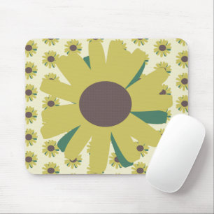 Blume-Muster Gelb Mousepad