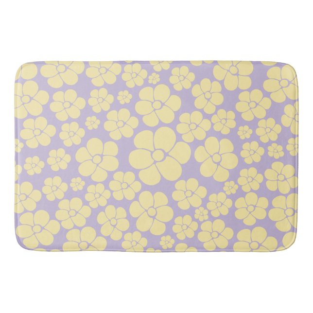 Blume Muster - gelb und Lila Badematte (Vorderseite)