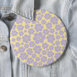 Blume Muster - gelb und Lila Button