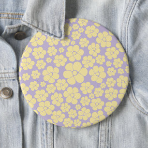 Blume Muster - gelb und Lila Button