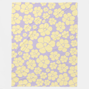 Blume Muster - gelb und Lila Fleecedecke