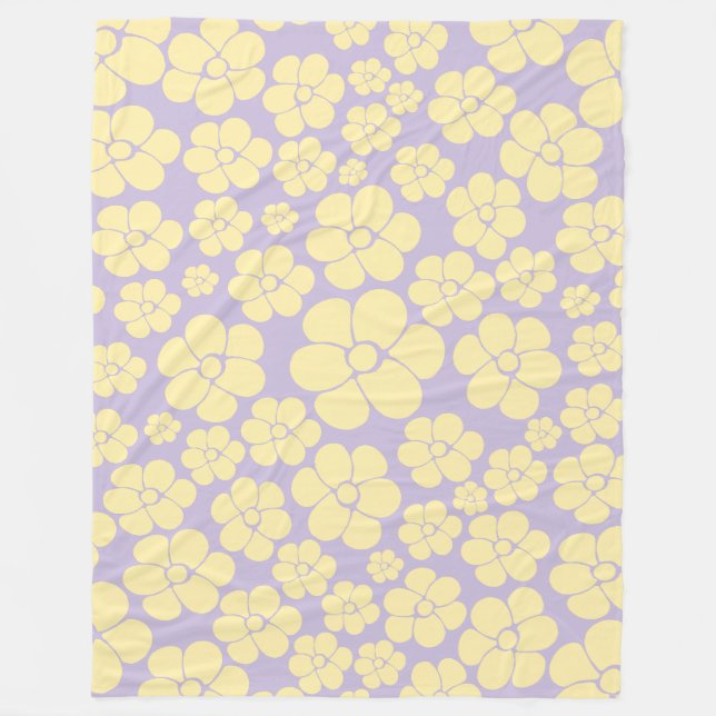 Blume Muster - gelb und Lila Fleecedecke (Vorderseite)