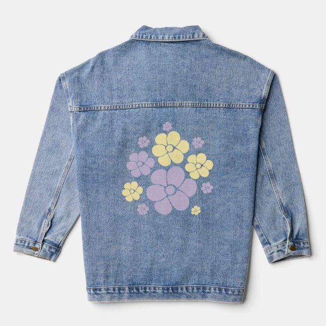 Blume Muster - gelb und Lila Jeansjacke (Rückseite)