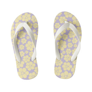 Blume Muster - gelb und Lila Kinderbadesandalen