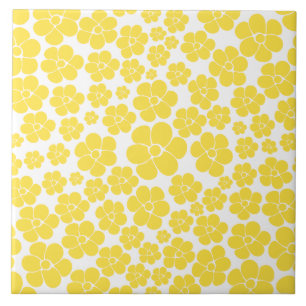 Blume Muster - Gelb und Weiß Fliese