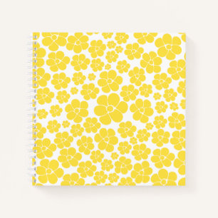 Blume Muster - Gelb und Weiß Notizbuch