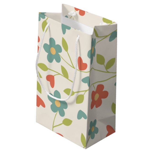 Blume Muster-Geschenktasche Kleine Geschenktüte (Rückseite Schrägansicht)