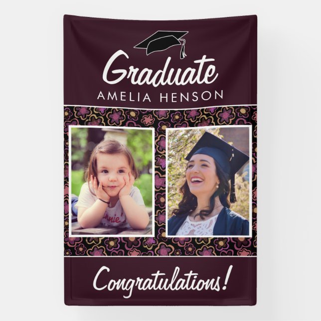 Blume Muster Herzlichen Glückwunsch Graduate 2 Fot Banner (Vertikal)