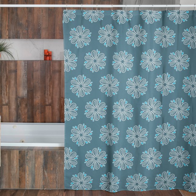 Blume Muster in Blau und Weiß Duschvorhang (Von Creator hochgeladen)