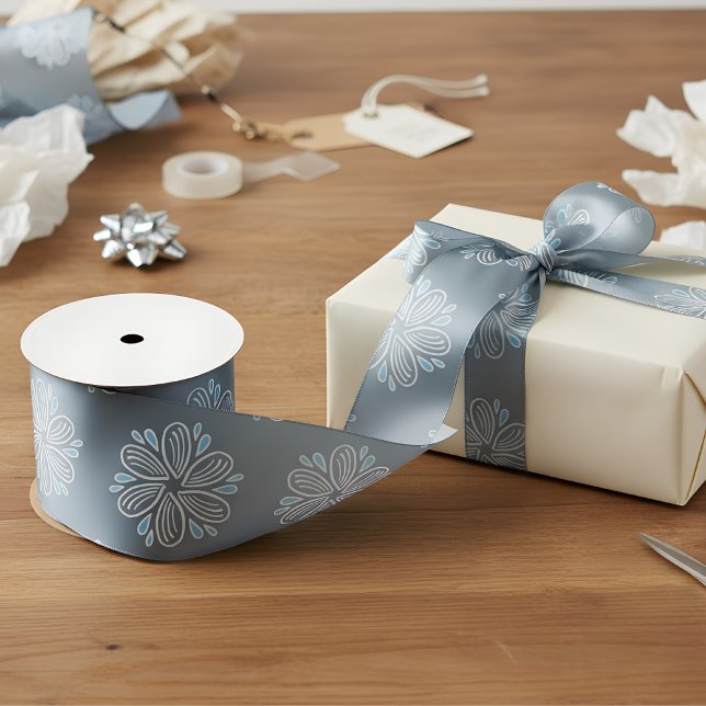 Blume Muster in Blau und Weiß Satinband (flower ribbon )
